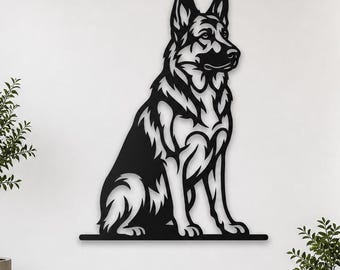 German Shepherd Wall Art SVG | Dog Silhouette Metal Decor File (Digital Download)