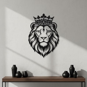 Lion Head Metal Wall Art SVG DXF| Crown Lion, CNC Plasma Design (Digital Download)