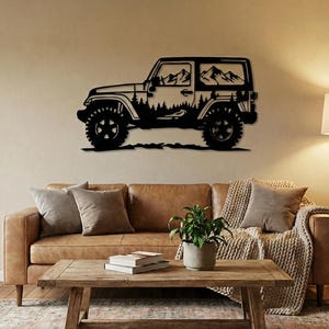 Metallväggkonst med 4x4 terrängfordon | Terrängfordon med 4x4, bergsäventyr (digital nedladdning)