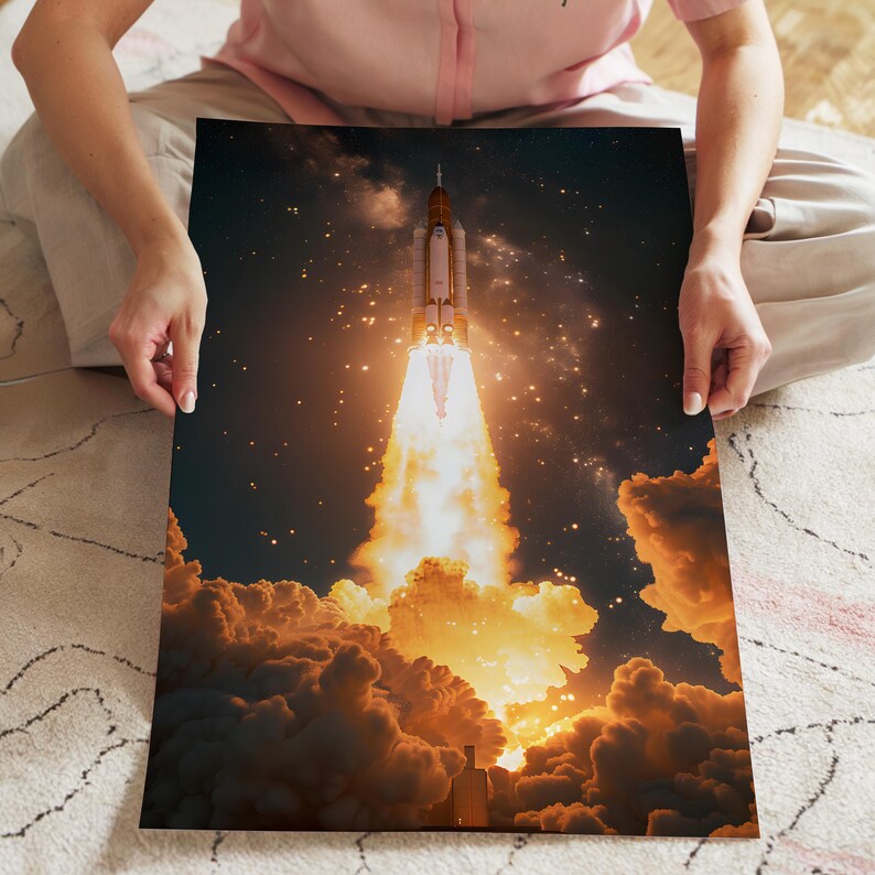 Artemis II Inspired Rocket Launch Poster | Space Wall Art Lunar Mission ...