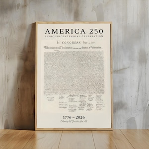 America 250 Declaration of Independence Poster | 1776–2026 Patriotic Wall Art