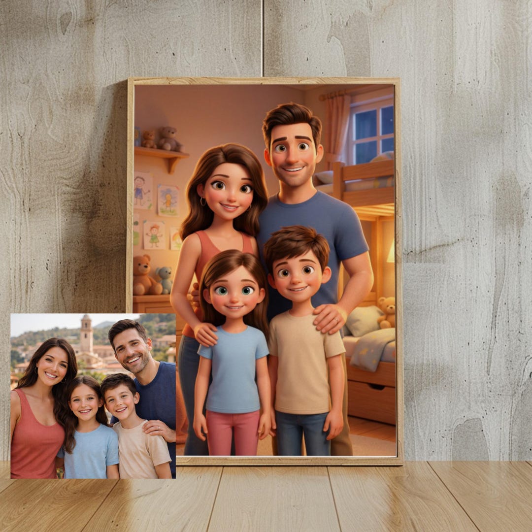 Pixar Style Family & Couple Portrait , Custom Cartoon Portrait From ...