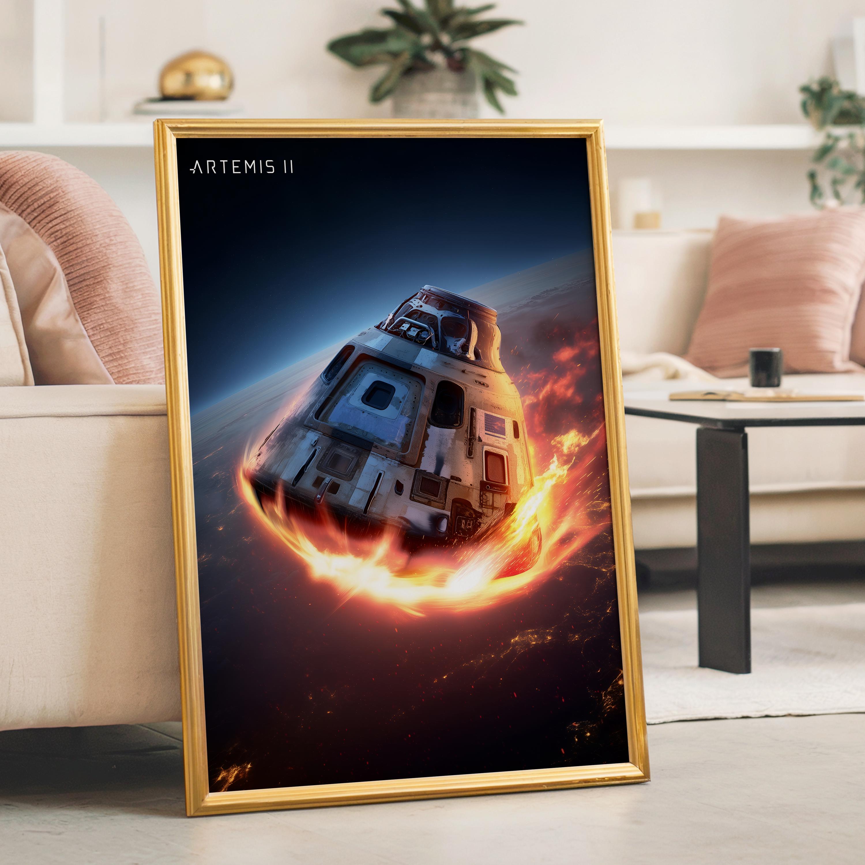 Artemis II Reentry Capsule Poster, NASA Space Mission Wall Art ...