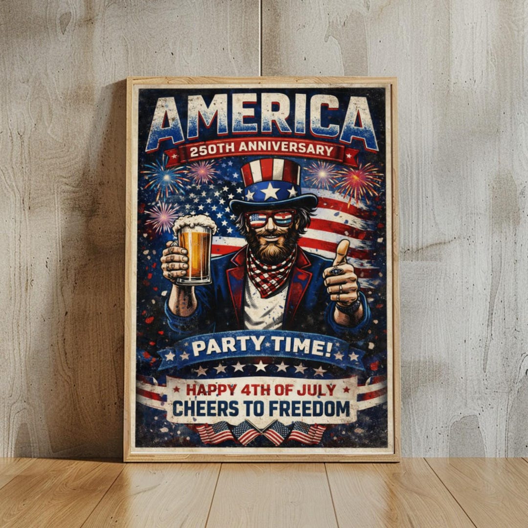 America 250th Anniversary Poster, Patriotic 4th of July USA Wall Art - Etsy