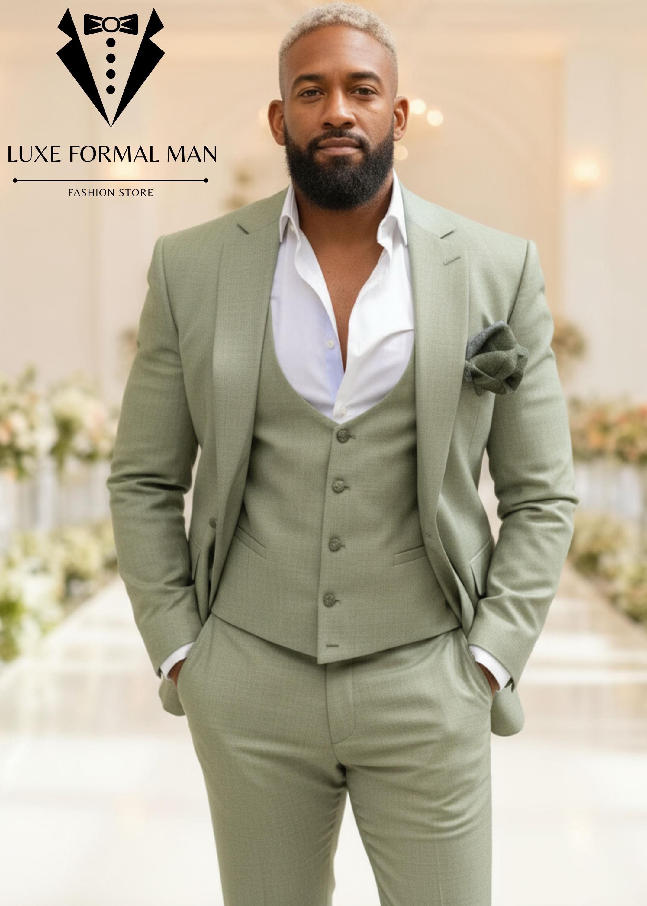 Sage green three piece suit - Etsy 日本