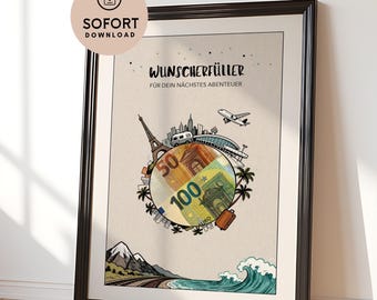 Travel Money Gift Printable | Adventure Fund Poster | Last Minute DIY Cash Gift | Instant Download | Creative Travel Gift