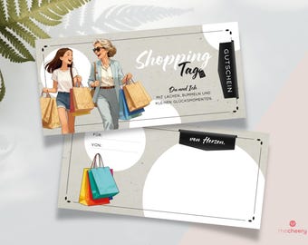 Printable Shopping Gift Voucher | Shopping Day Gift Card | Customizable | PDF Download | Last-Minute DIY Gift | Daughter | Girls
