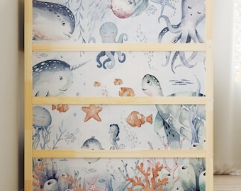 KURA BED Decal Sea Animals, Ikea Decals for Kura Bed Ocean Theme Kids Room, Kura Bed Stickers, Underwater Wraps for Kura Loft Bunk Bed Decor