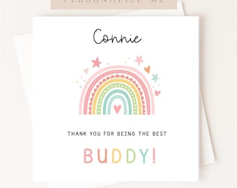 Primary School Buddy Thank You Card | Personalised School Buddy Card | Best Buddy Gift | Rainbow Thank You Card | Primary School Buddy Gift