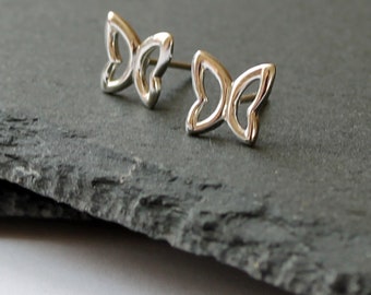 Non tarnish sterling silver butterfly stud earrings. Dainty butterfly studs. Cute butterfly studs gift for her. Minimalist butterfly studs.