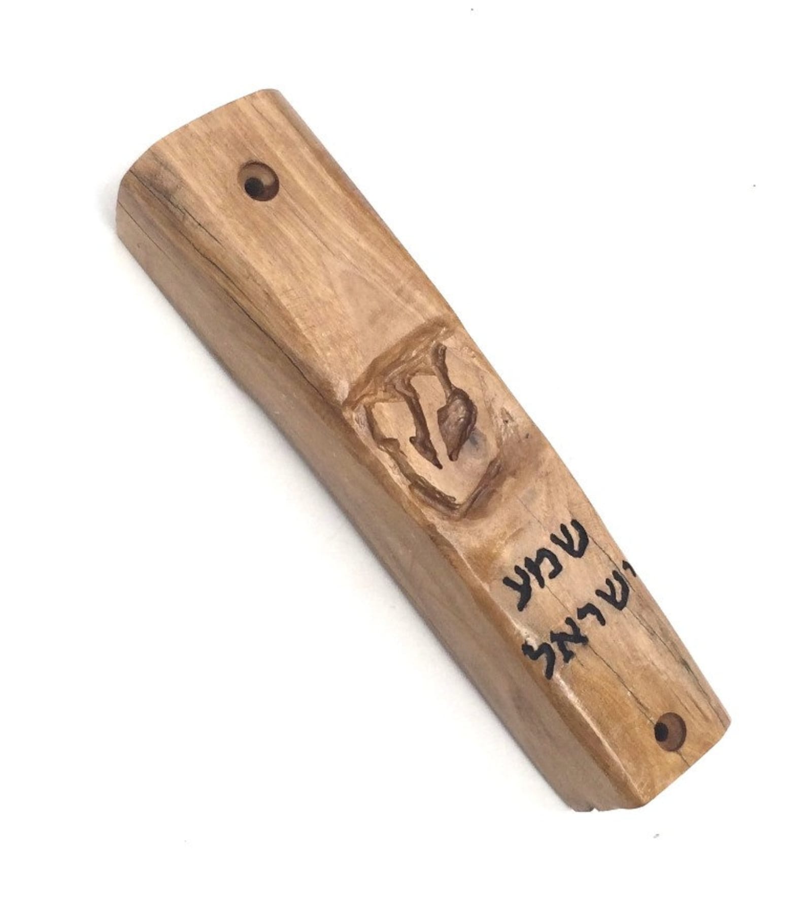 Wooden Mezuzah Olive wood large Mezuzah case Shema Israel Etsy