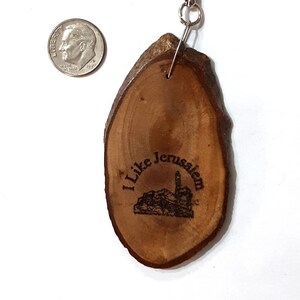 Israeli Olive wood art keychain engraved Tower of David Jerusalem Judaica Israel I Like Jerusalem P212