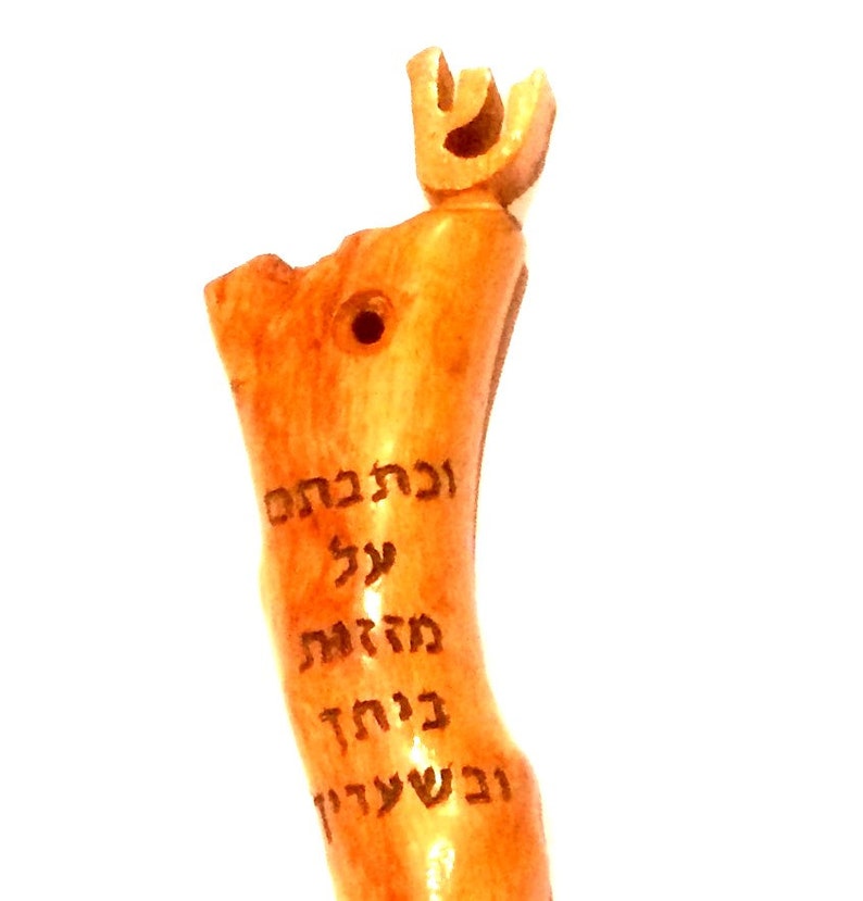 Olive Wood Mezuzah, Wedding Gift Judaica Art, Israeli Artist for Jewish Home M93 Etsy Israel