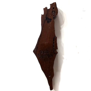 Hecho a mano caoba de madera Mezuzah caso Israel mapa de la Sinagoga de Judaica M177
