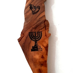 Mezouza en bois fait à la main, ancien Olive bois Mezuzah étui carte d’Israël Judaica M119