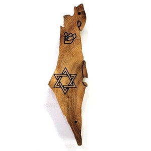 Madera hecha a mano palo de rosa Mezuzá caso Israel mapa Judaica Sinagoga Estrella de David M200
