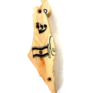 Mezuzá de madera hecha a mano, mapa de caja de madera de Mezuzá de Israel Judaica bandera israelí M195