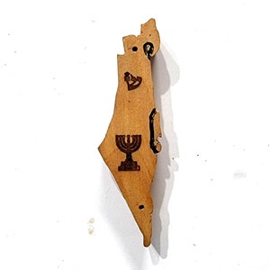 Hecho a mano Madera de arce Madera Mezuzah caso Israel mapa Sinagoga Judaica Menorá M211