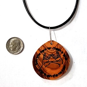 Birkat Kohanim pendant, Israeli very old olive wood engraved necklace Judaica Israel Charms Bar Mitzvah giftn P355