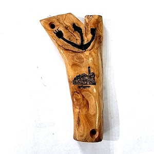 Wedding gift, Israeli handmade, Wooden Mezuzah ,Olive wood Mezuzah case Tower of David Judaica Jerusalem M229