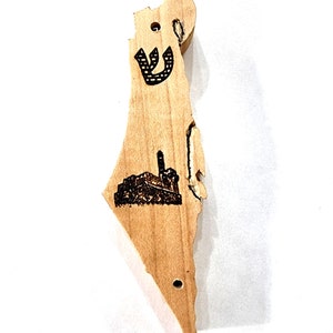 Mezuzá de madera hecha a mano, mapa de caja de madera de arce de Mezuzá de Israel Judaica torre de Jerusalén M206