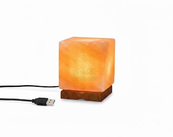 USB Himalayan Salt Cube Lamp |office house gift, Night Light, RGB Light, Color Changing,