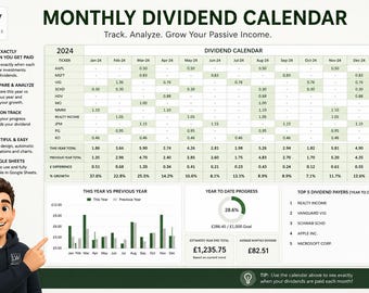 Dividend and Investment Tracker | Excel and Google Sheets Template