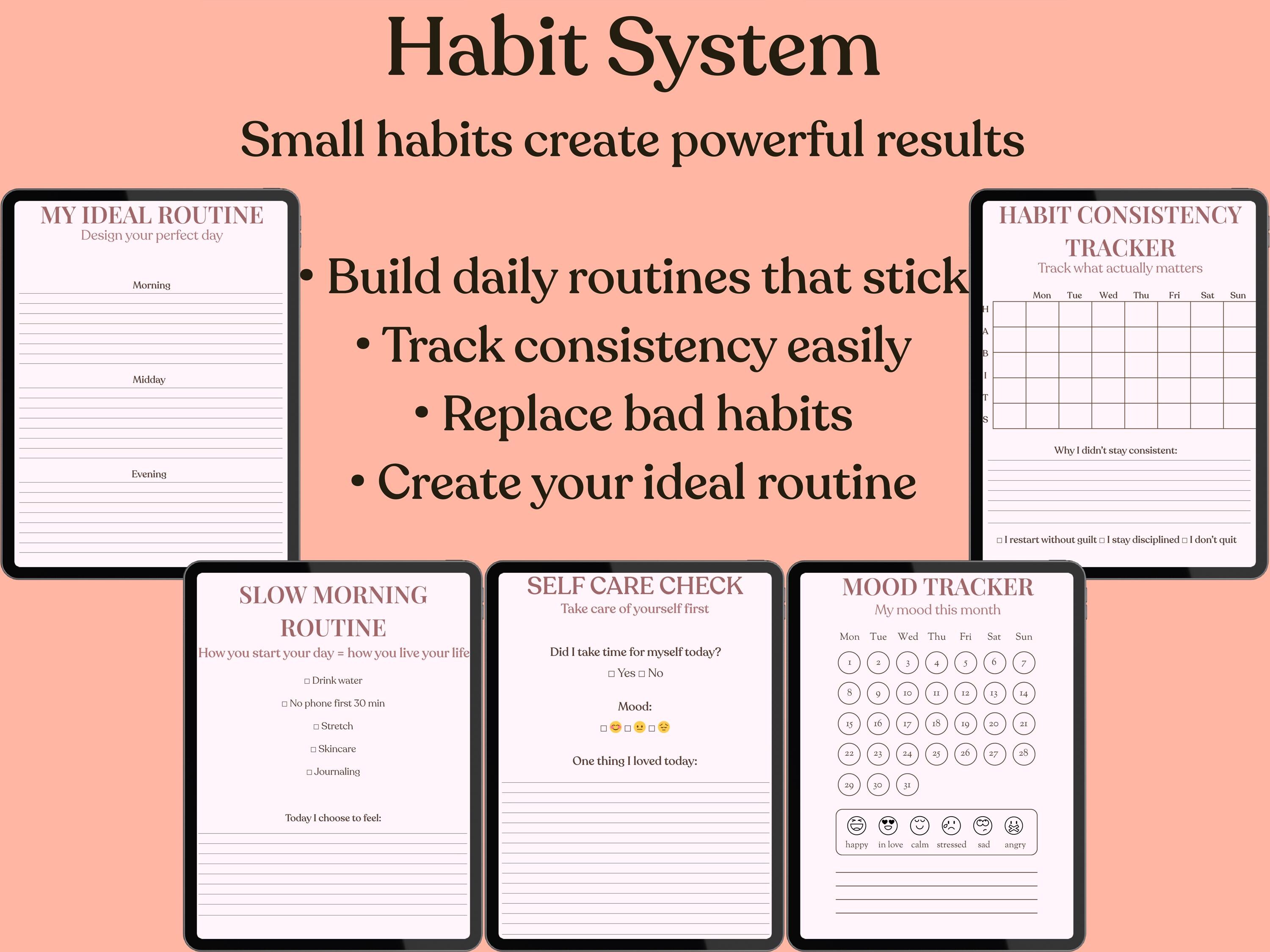 Glow up Planner Bundle, Life Reset Planner Printable, Habit Tracker ...