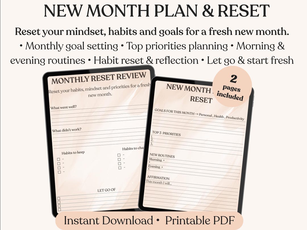 Life Reset Planner Printable | Glow up Planner PDF | That Girl Planner ...