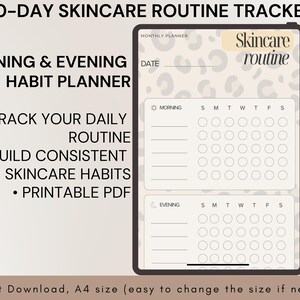 Minimal Skincare Routine Checklist | Morning & Evening Habit Tracker | Printable PDF