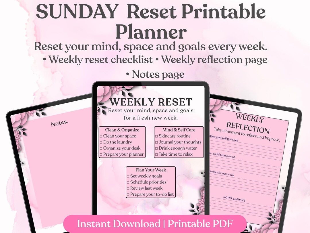 Sunday Reset Planner Printable, Weekly Routine Checklist, Weekly ...