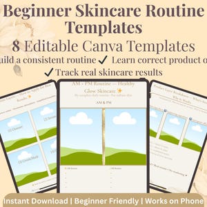 Système de soins de la peau pour débutants | Routine structurée du matin au soir | 8 modèles numériques