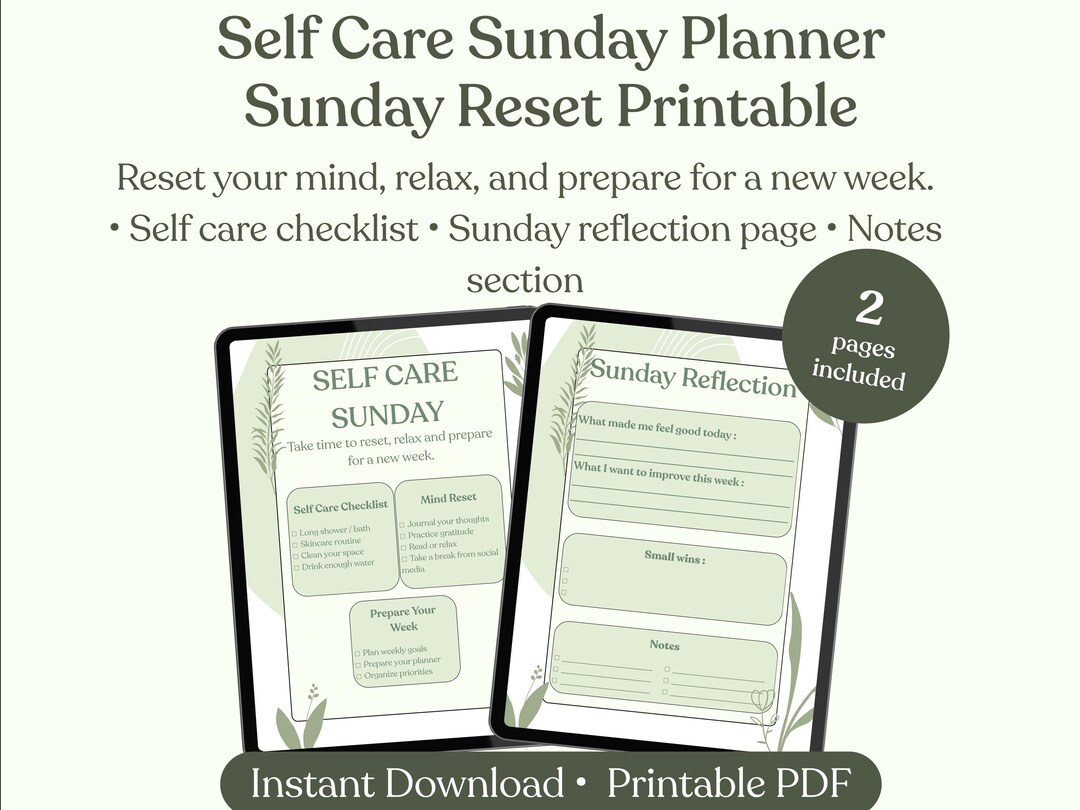 Weekly Routine Checklist Printable, Sunday Reset Planner, Self Care ...