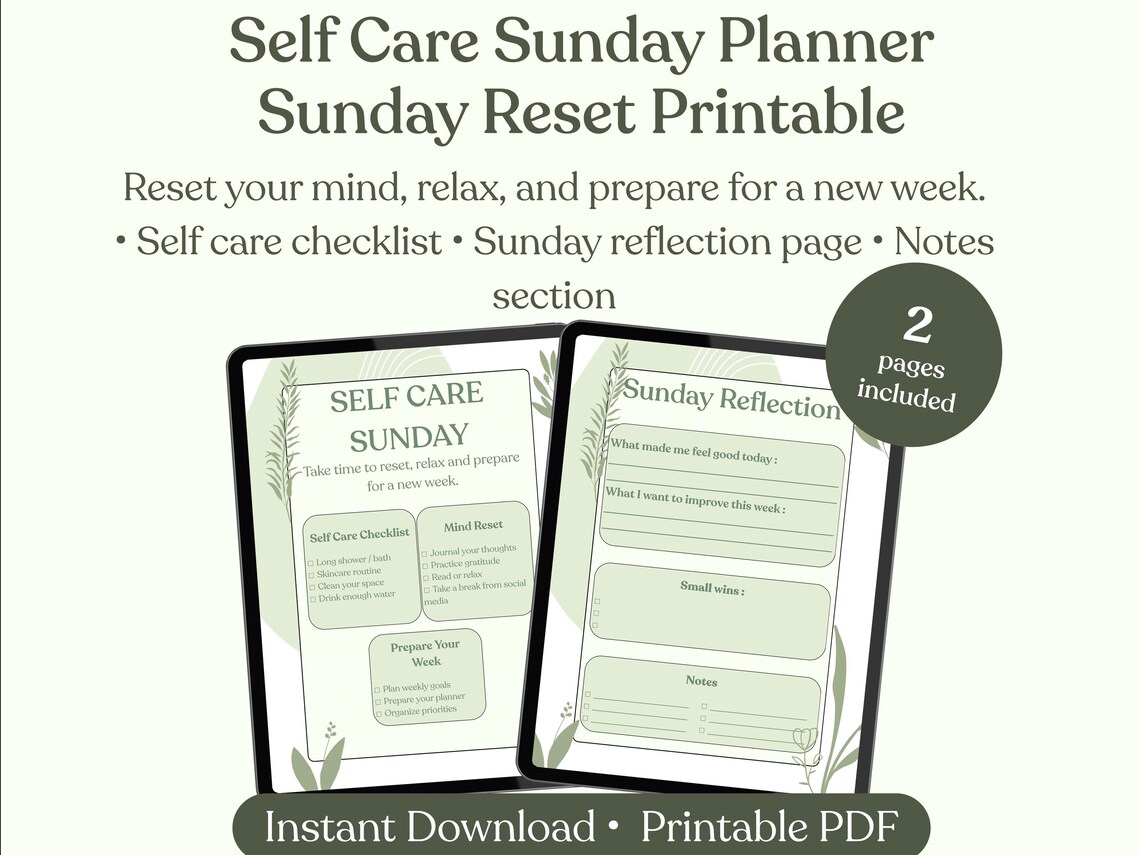 Weekly Routine Checklist Printable, Sunday Reset Planner, Self Care ...
