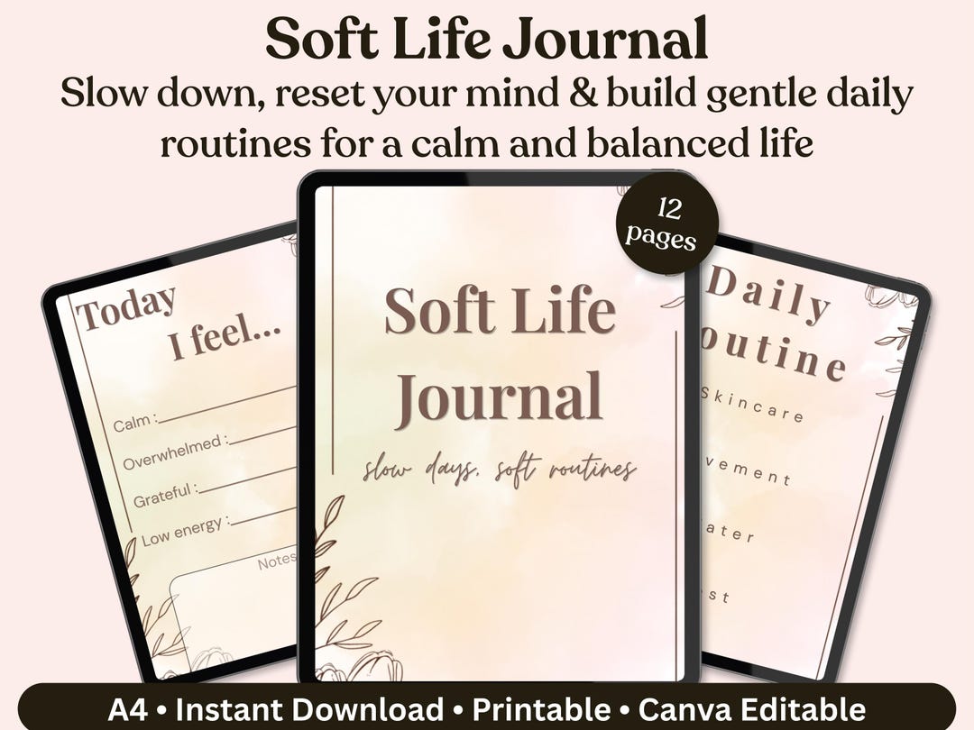 Daily Reflection Journal Printable | Slow Living Planner | Glow up Self ...