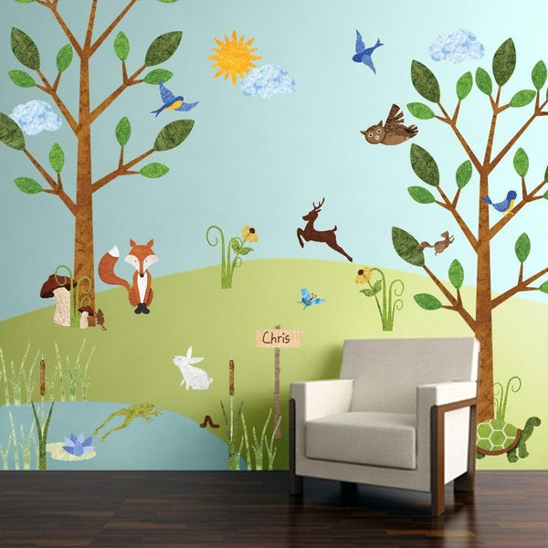 Forest Wall Decals for Nursery and Kids Room - Woodland Stickers - JUMBO SET