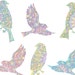 Bird Decals Set of 8 in Watercolor Rainbow Pattern 1347-17 - Etsy