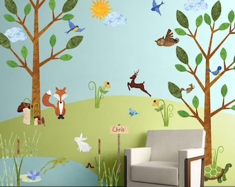 Forest Wall Decals for Nursery and Kids Room - Woodland Stickers - JUMBO SET