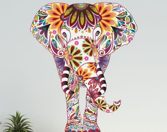 Elephant Art - Colorful Elephant Wall Decal - Perfect Elephant Gift