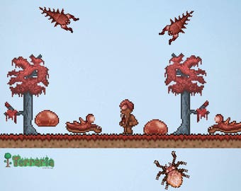 Terraria Crimson bioom Add-on muur sticker Set - Gaming achtergrond-Terraria partij decoratie - Terraria Stickers (#1313)