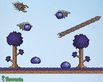 Terraria Corruption Biome Add-on Wall Decal Set - Terraria Gift Idea - Gaming Backdrop - Terraria Party Decorations (#1312)