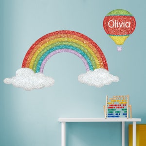 Sticker mural arc-en-ciel pour chambre de fille