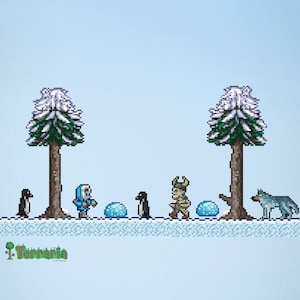 Terraria Snow Biome Add-on Wall Decal Set - Video Game Decorations - Terraria Birthday - Terraria Video Game Gift (#1311)
