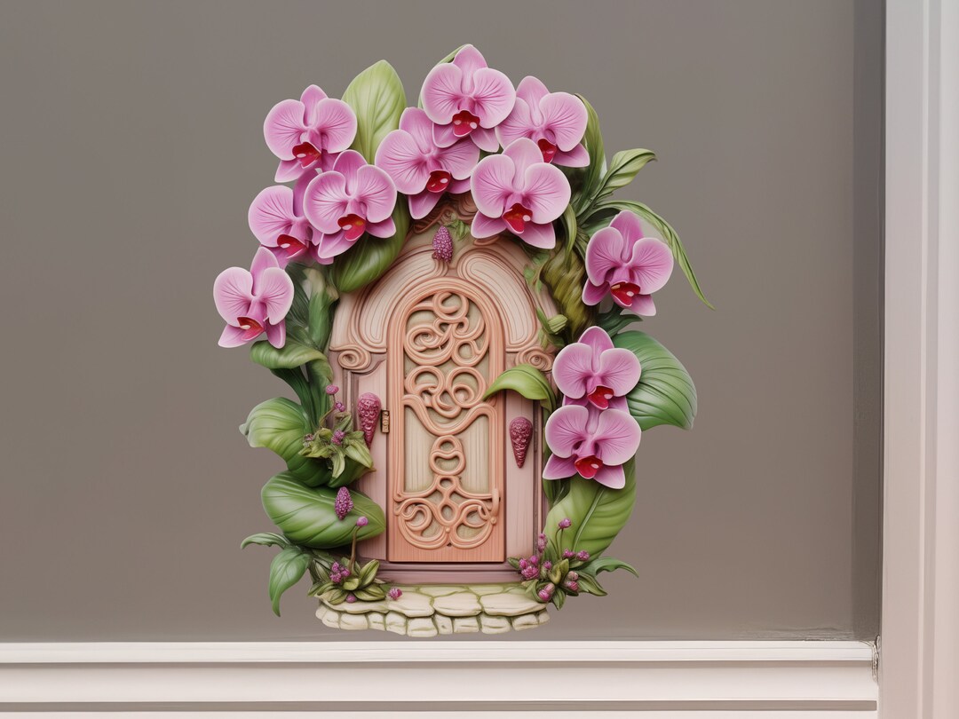 Orchid Garden Fairy Door Decal - Etsy