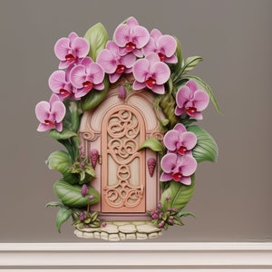 Orchid Flower Garden House - Fairy Door 3D Wall Sticker