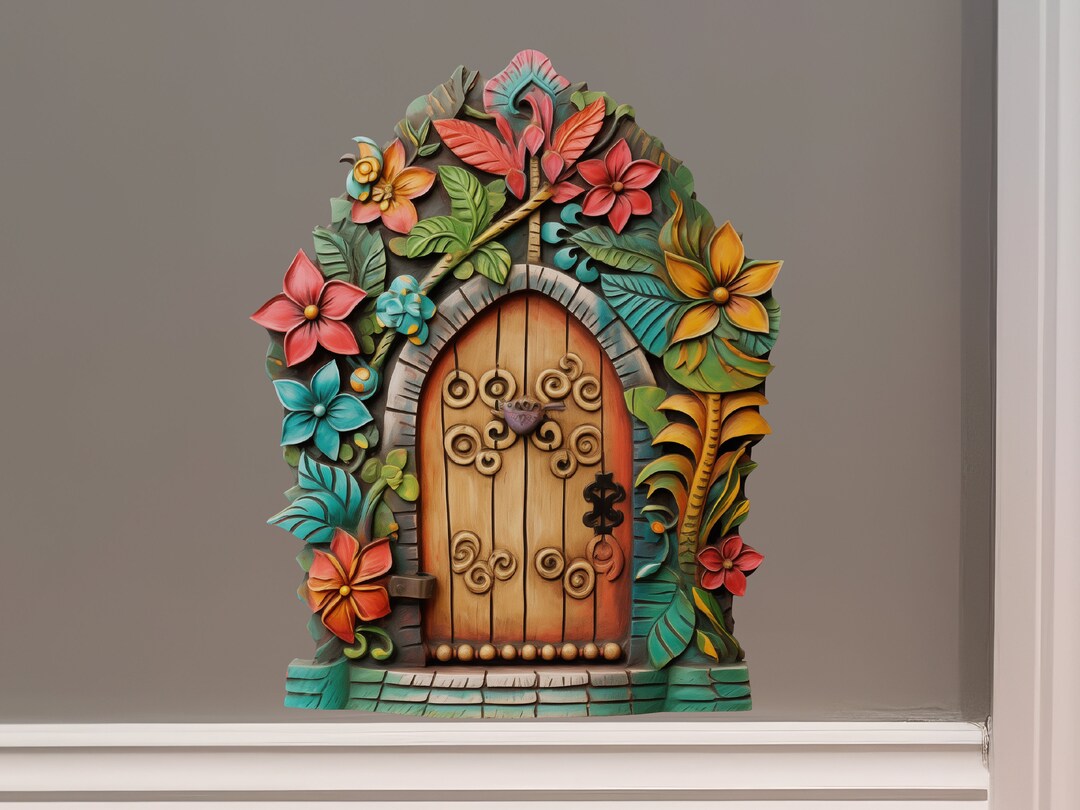 Tropical Bloom Fairy Door Decal - Etsy