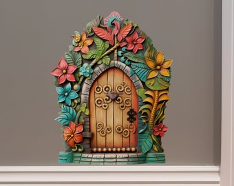 Floral Indonesian House - Fairy Door 3D Wall Sticker