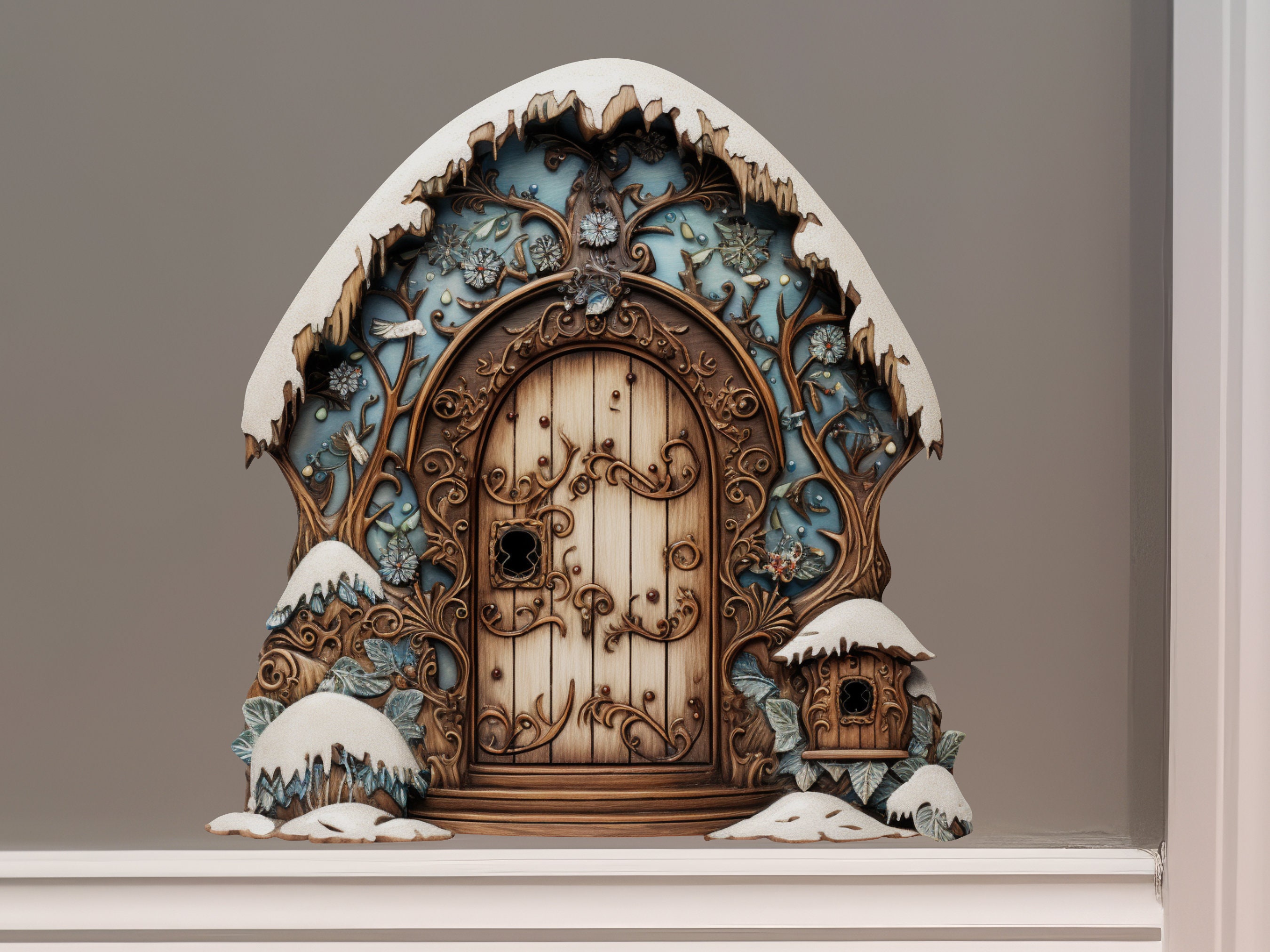 Snowy Cottage Fairy Door Decal - Etsy