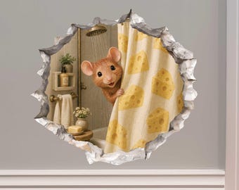 Shower Mouse Hole Decal by Wallington Mice