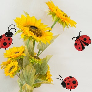 Ladybug Decals - Set of 6 Ladybug Wall Stickers for Kids and Baby Room Decor